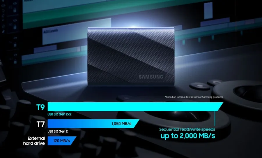 Dysk przenośny Samsung Portable SSD T9 USB 3.2 Gen 2x2 1 TB czarny